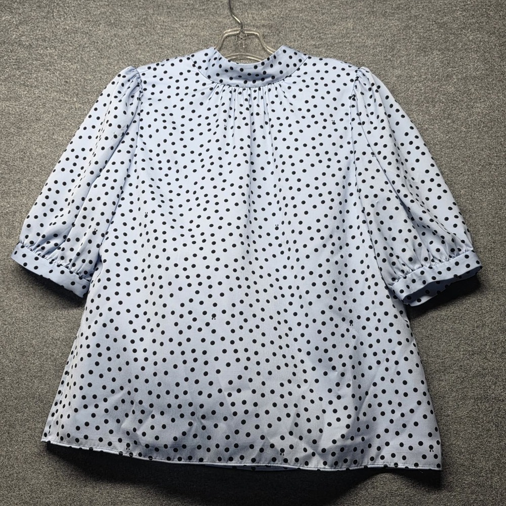 Ted Baker London Women's Polka Dot Blouse Top Blue Black Long Sleeve Size 2